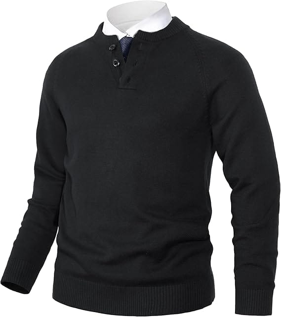 Sweater Long Sleeve Button Pullover pria/wanita dengan kancing henley"